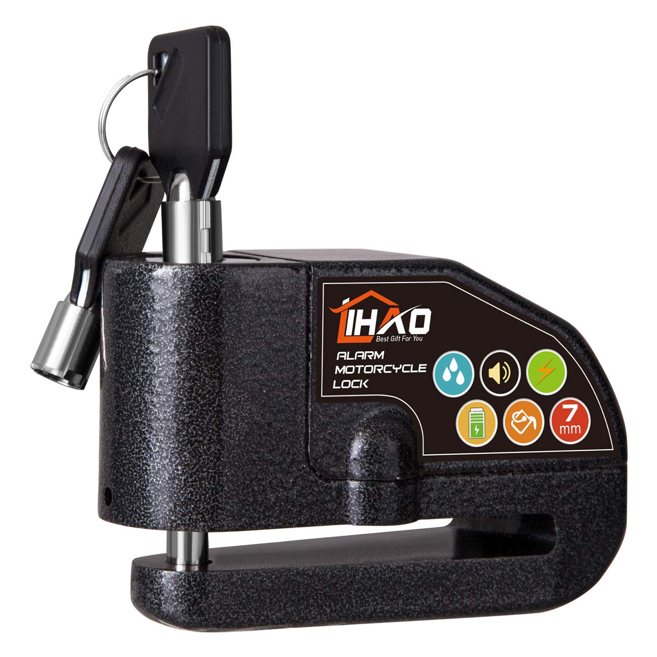 Lihao Motorcycle Disc Lock, Anti Theft Waterproof Disc Brake Alarm Lock For Motorbike Scooter